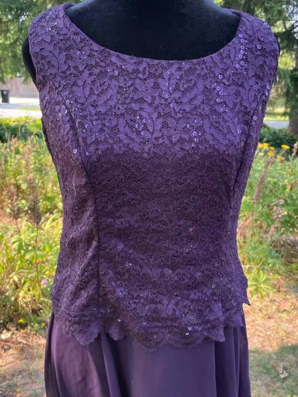 Vintage 90s 2pc Set Dress Cardigan Lace Seqin Drop Waist Flowy Fairy 10 Formal